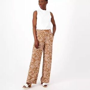 New Isaac Mizrahi Printed Pebble Knit Wide Leg Pants Sz XL
